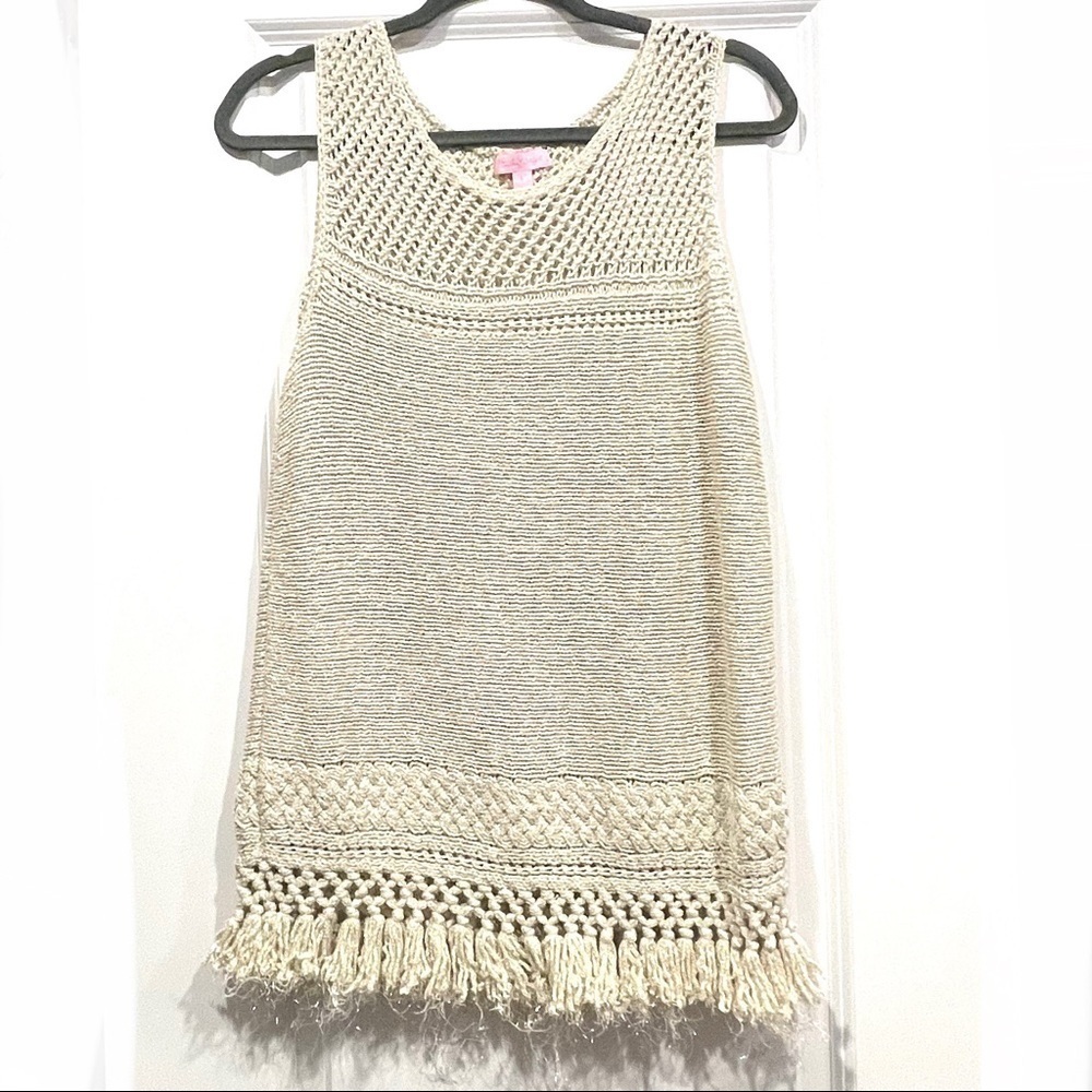Lilly pulitzer limon sweater sleeveless metallic top - Picture 5 of 10